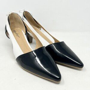 Womens Two Tone Black White Pump Bow Retro Evening Classy Office Formal Size 10M